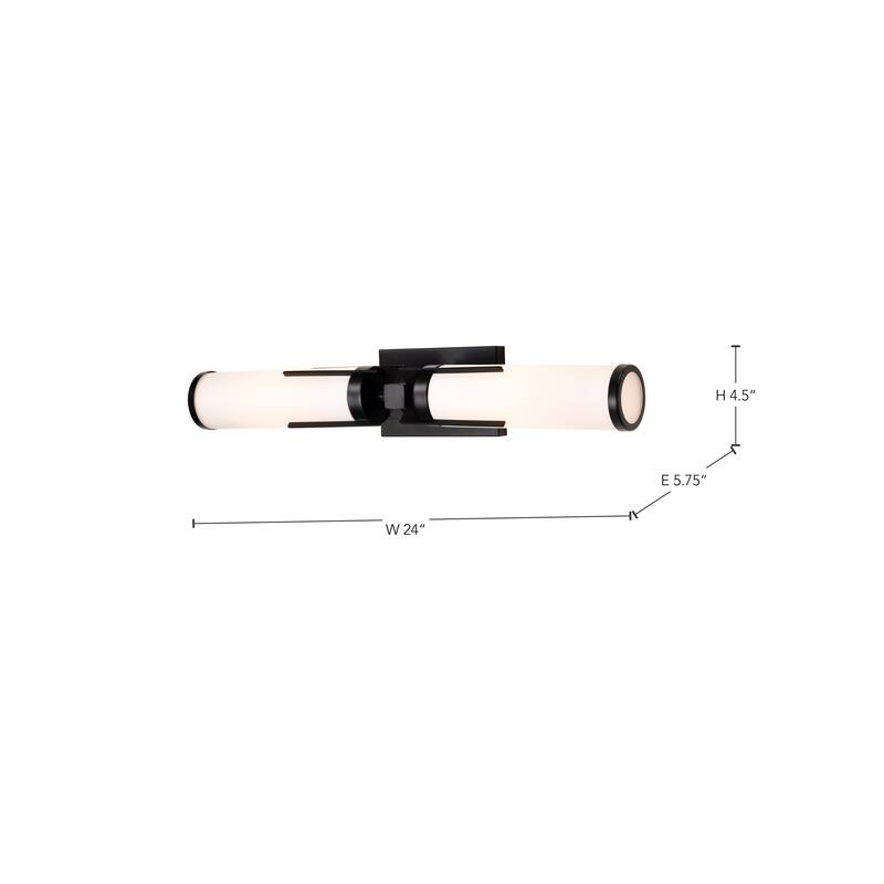 Roselle 2 Light Vanity Matte Black with White Glass
