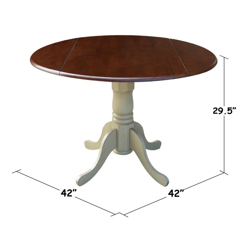 Round Pedestal Base Solid Wood 42-inch Drop-leaf Dining Table