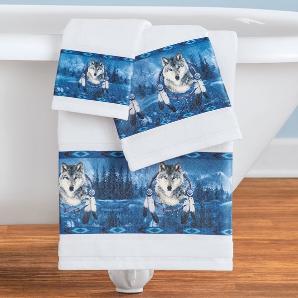 Wolf Dreamcatcher Southwest Border 3Piece Bath Towel Set 24 x 0.25 x