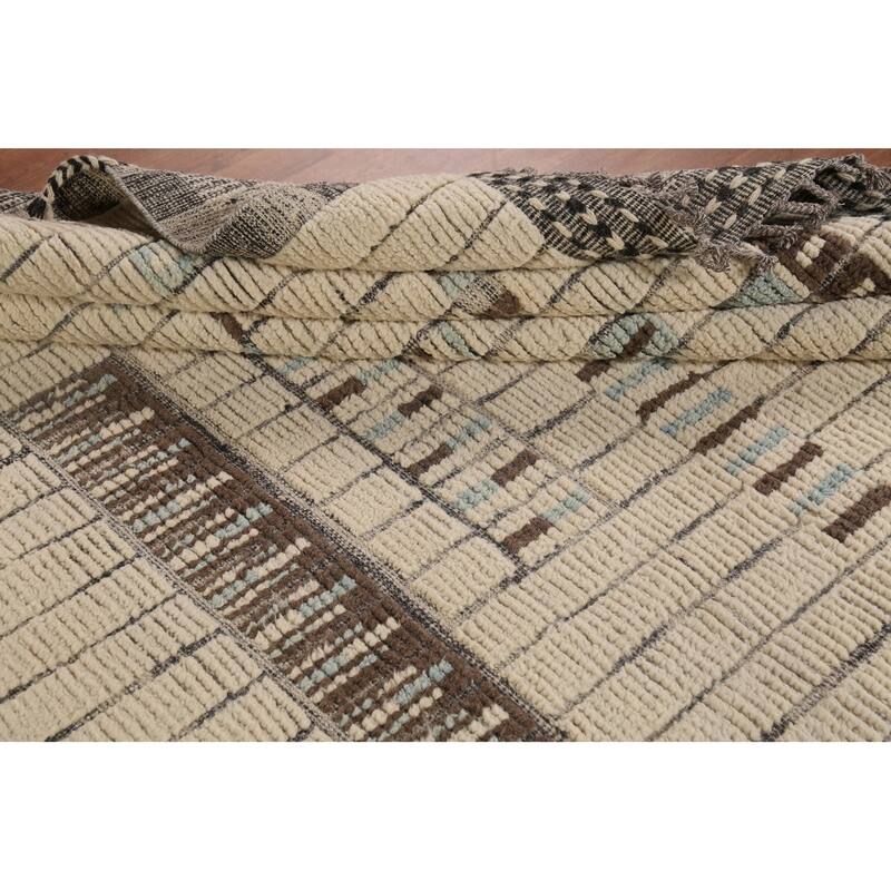 All-Over Striped Moroccan Large Area Rug Handmade Wool Carpet - 11'8"x 15'8"