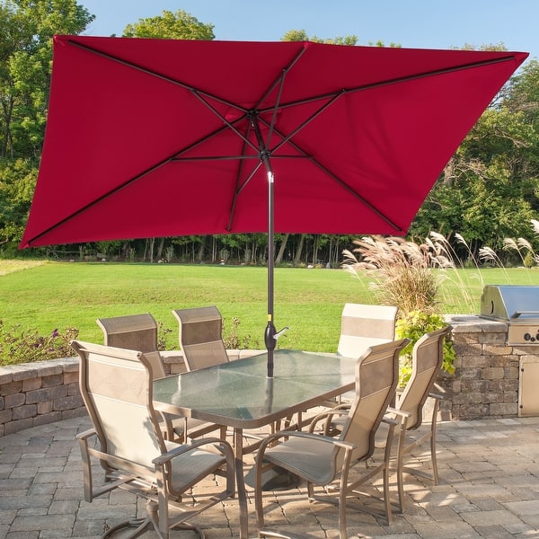 10 ft x 6 ft aluminum patio umbrella BONOSUKI Aluminum 10 x 6.5ft Patio Market Umbrella,Tilt and Crank - On Sale  - Bed Bath & Beyond