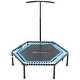 preview thumbnail 7 of 18, Soozier Portable & Foldable Small Exercise Trampoline with 3-Level Adjustable T-Bar, Great for Adults Working Out