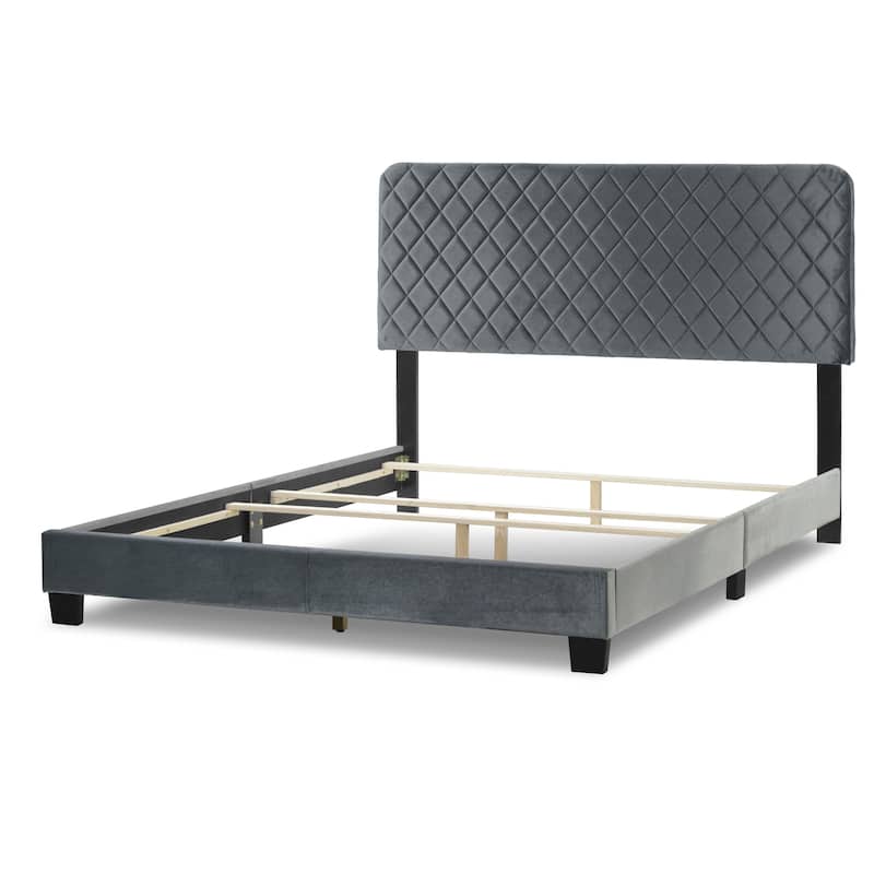 Aurum Fabric Queen Bed with Decorative Stitching