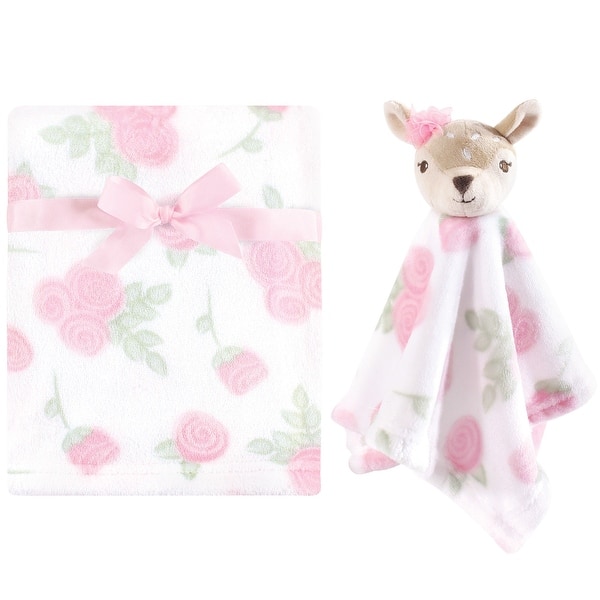slide 1 of 1, Hudson Baby Infant Girl Plush Blanket with Security Blanket, Fawn, One Size - Fawn - One Size One Size - Fawn