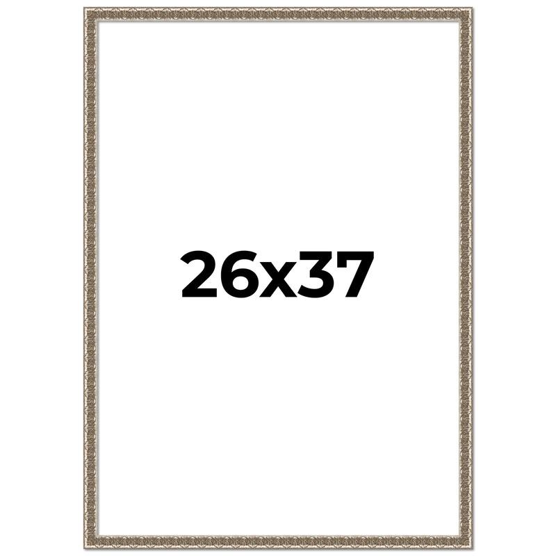 26x37 Frame Silver Versailles Ornate Solid Wood Picture Frame | 1 Inch