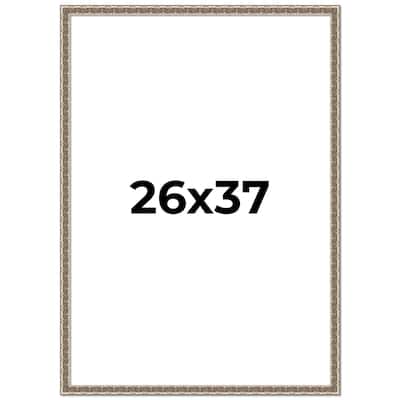 26x37 Frame Silver Versailles Ornate Solid Wood Picture Frame | 1 Inch