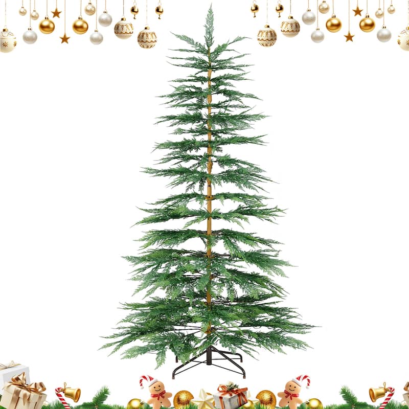 Costway 6.5 FT/7.5FT Pre-Lit Christmas Tree Hinged with 470/612 PE