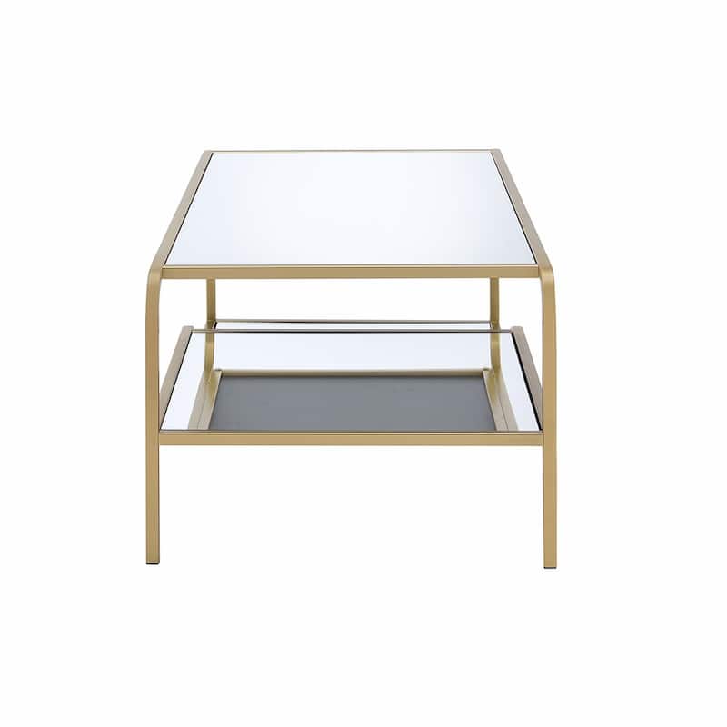 HomeRoots 52" X 24" X 18" Gold And Clear Glass Metal Coffee Table