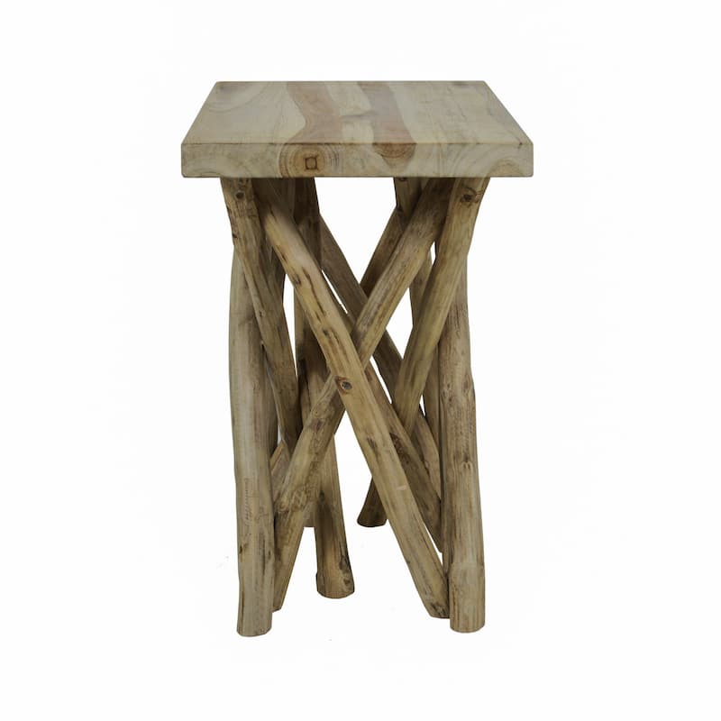 Solid Teak Wood Stump Accent Stick Table by East at Main