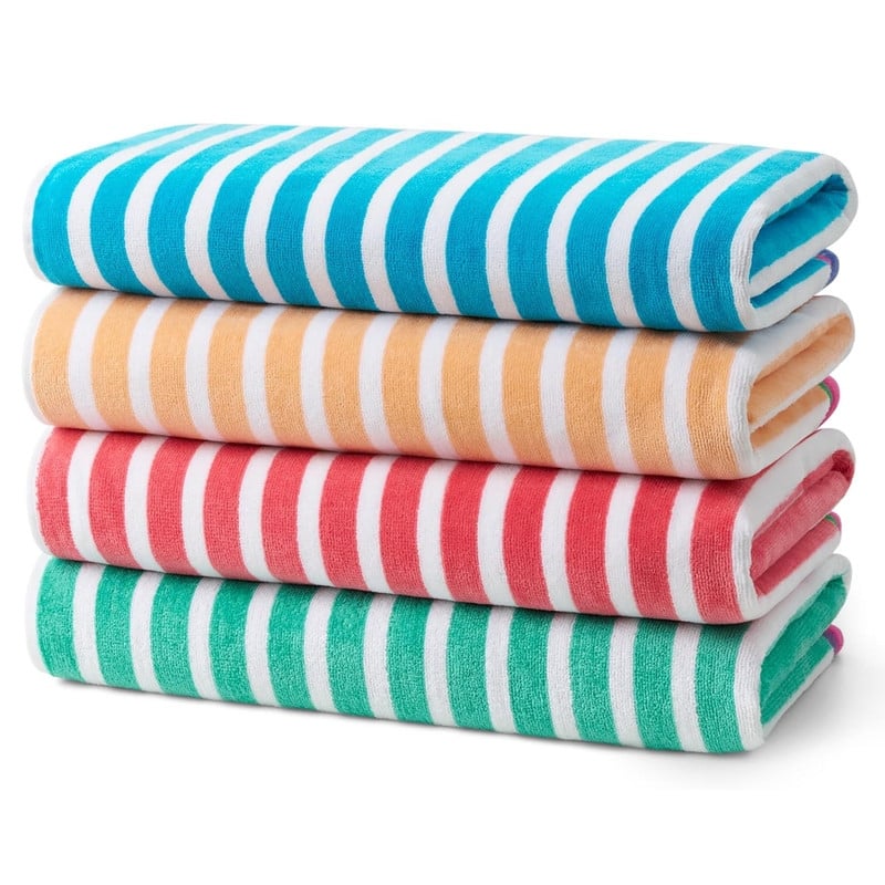 Kaufman Multicolor Velour Racing Stripe 32 x 62 All Cotton Beach & Pool Towels