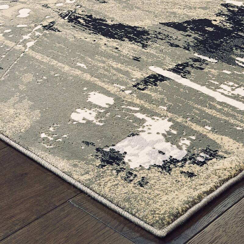 Style Haven McHugh Hi-low Textured Abstract Black and Gold Area Rug