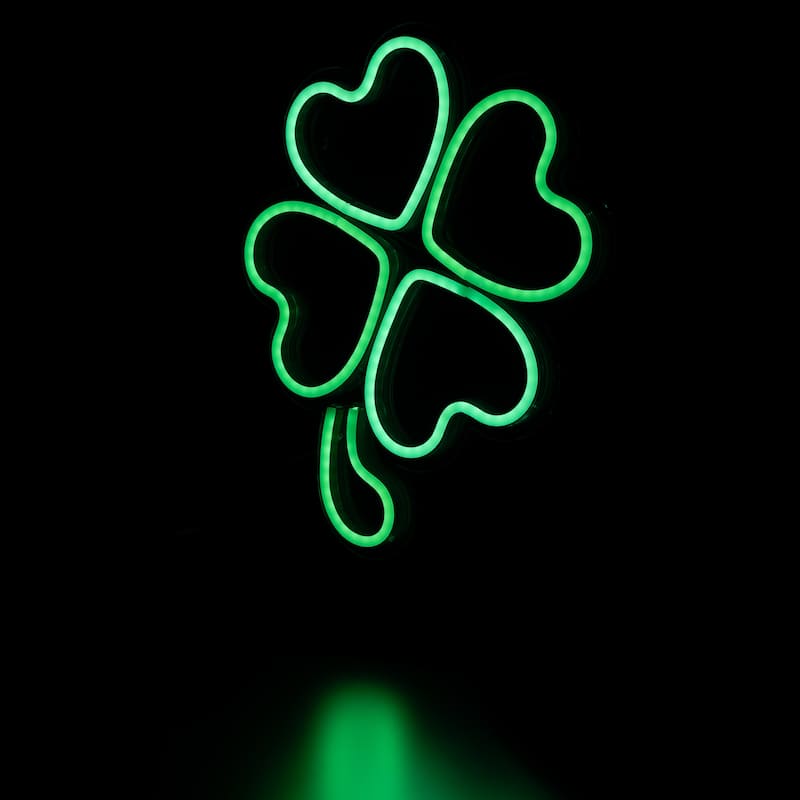 15" LED Neon Style Green Shamrock St. Patrick's Day Window Silhouette