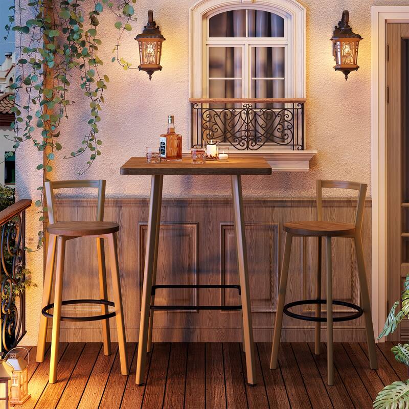 39.4" Bar Table Set with 2 Chairs, Bistro Pub Table & Footrest for Cafe, Dining, Apartment - N/A