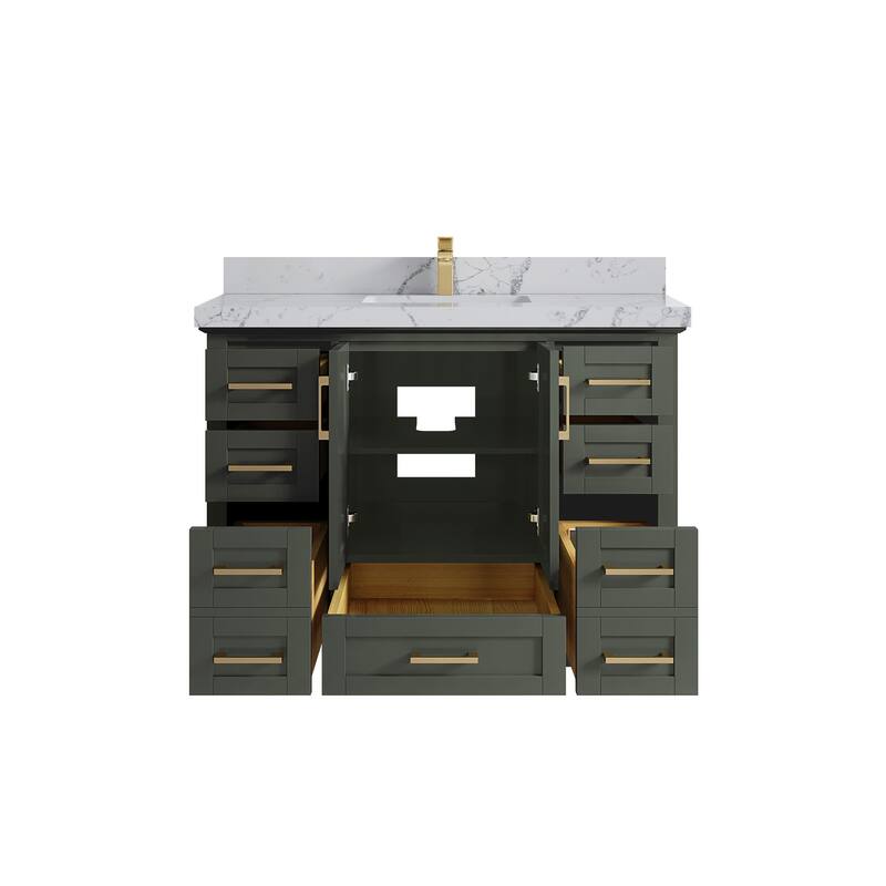 Willow Collection 48 in W x 22 in D x 36 in H Boston Single Bowl Sink Bathroom Vanity with Countertop