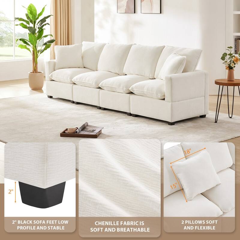 Modern Chenille Multi-Seat Sectional Sofa