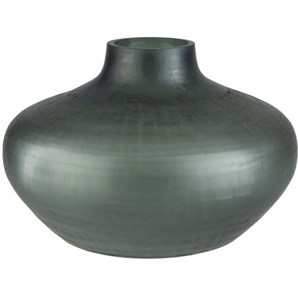 14.8" Metallic Black Green Decorative Table Top Glass Bud Vase - N/A