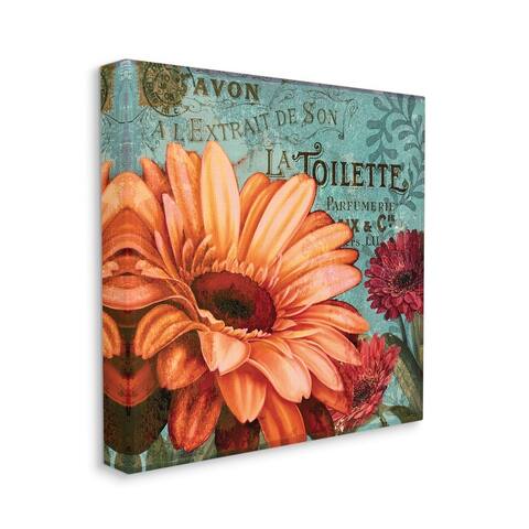 Stupell Colorful Daisies with Antique French Backdrop Stretched Canvas Wall Art