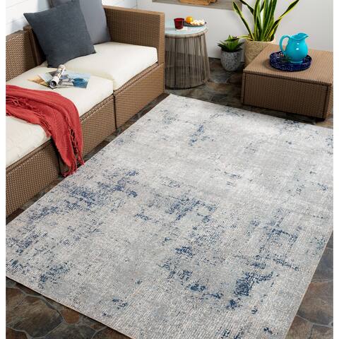 Carles Indoor/ Outdoor Distressed Abstract Area Rug