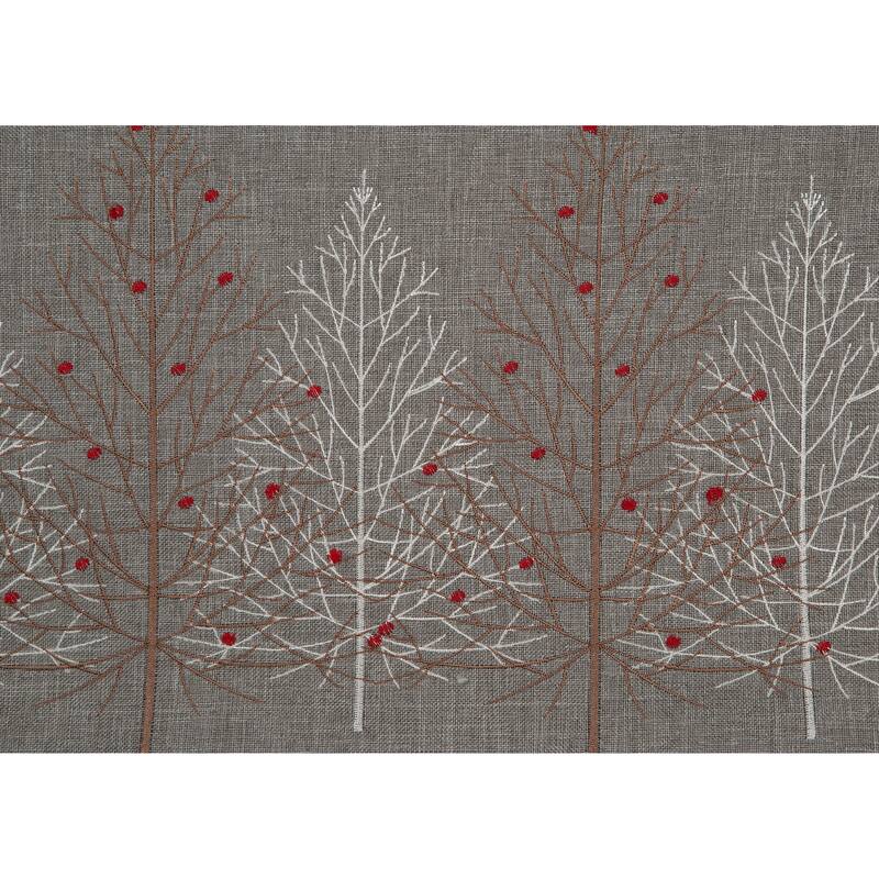 Festive Trees Embroidered Christmas Pillow, 12 by 20-Inch, White