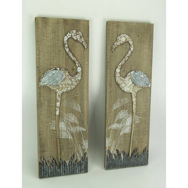 Rustic Fl Flamingo 2 Piece Wood And Metal Wall Rustic Fl Flamingo 2 Piece Wood And Metal Wall