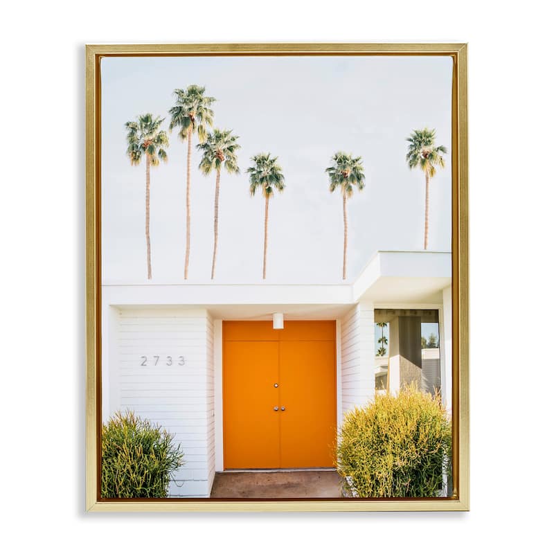 Stupell Palm Springs Orange Door Framed Floater Canvas Wall Art Design by Sisi and Seb