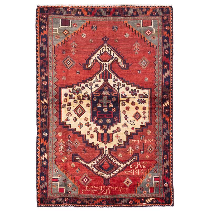 ECARPETGALLERY Hand-knotted Melis Vintage Red Wool Rug - 5'0 x 7'7