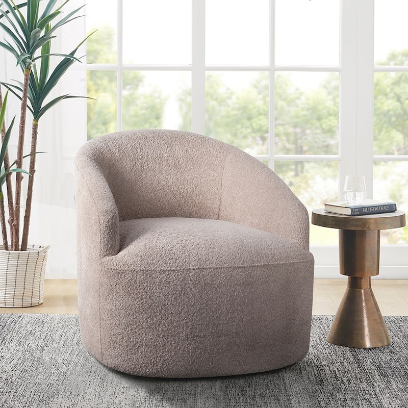 Upholstered 360 Degree Swivel Chair - Beige