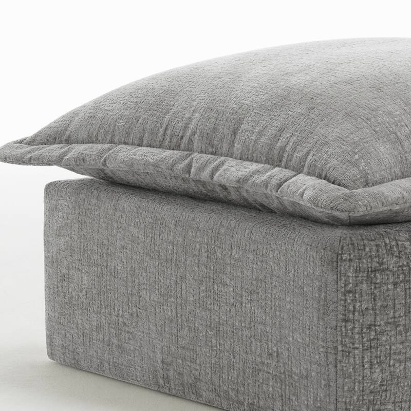 31.7"W Oversized Chenille Upholstered No Assembly Square Ottoman