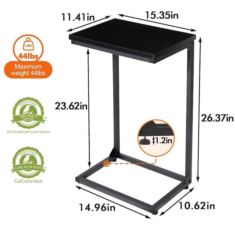 C Tables End Table, TV Trays Set of 2, Couch Table for Small Space, Bedside Tables for Living Room, Bedroom, Office