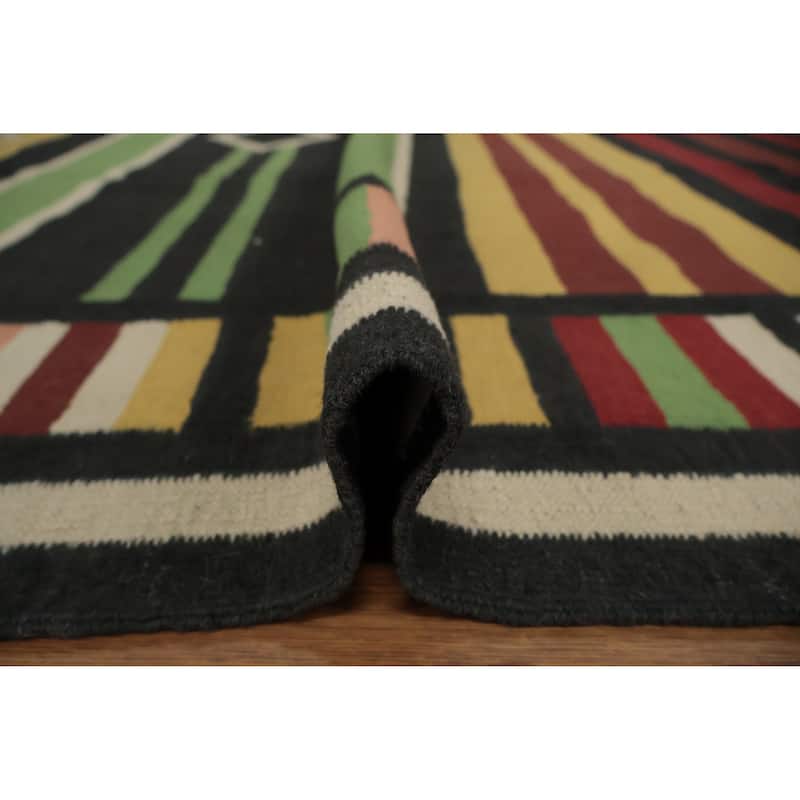 Hand Woven Oriental 100% Wool Carpet Southwestern Modern Multi-Colored Kilim Area Rug - 11' 7'' X 8' 10''