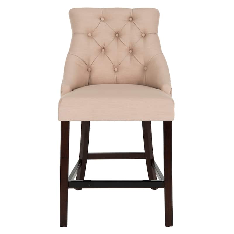 SAFAVIEH Dottie 26-inch Tufted Wing Back Counter Stool - Grey / Espresso (Set of 2) - 22.5" x 25" x 41" - 22.5" x 25" x 41"