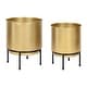 preview thumbnail 1 of 6, Kate and Laurel Ilena Mid-Century Plant Stand - 2 Piece 2 Piece - Gold/Black