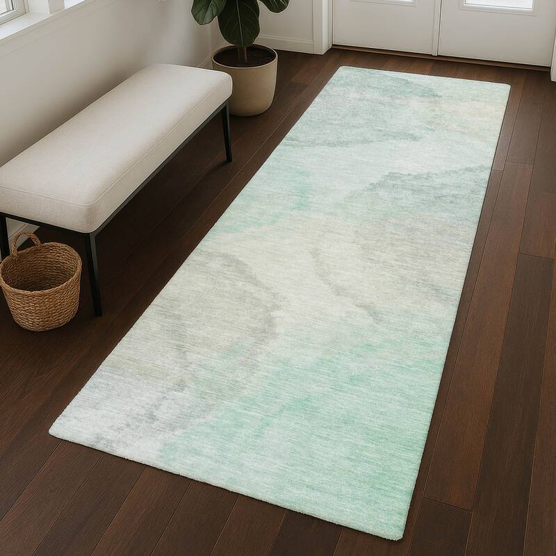 Machine Washable Indoor/ Outdoor Abstract Muted Chantille Rug