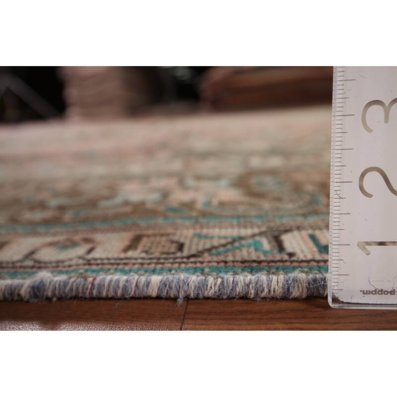 Distressed Tabriz Persian Vintage Rug Hand-Knotted Pink Wool Carpet - 8'2" x 11'1"
