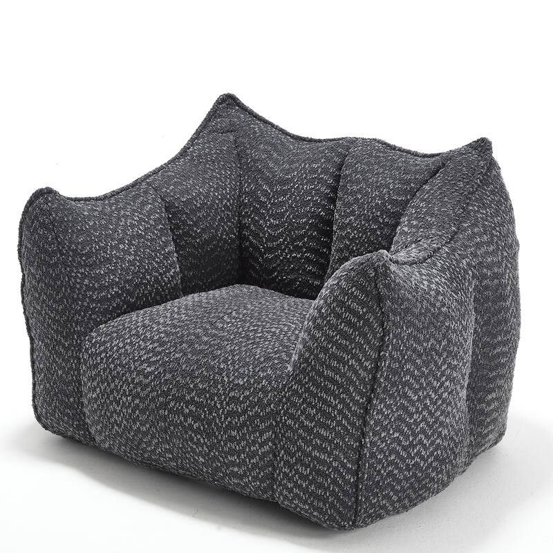 Modern Chenille Single Bean Bag Chair Square Lazy Sofa with Armrests for Living Room Bedroom Lounge