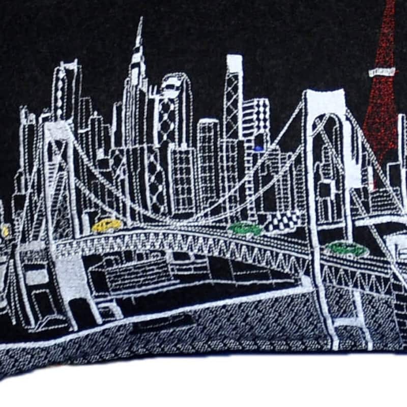 HomeRoots 46" Black Tokyo Nighttime Skyline Lumbar Decorative Pillow
