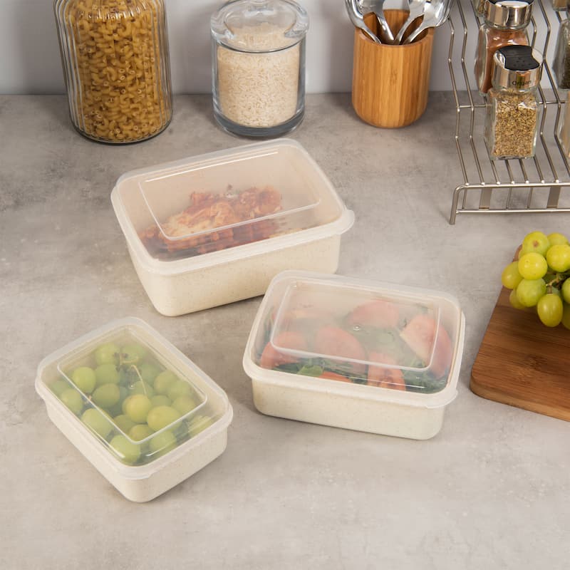 Simplify 6 Piece Natural Food Storage Containers - 7" x 5" x 3.2"