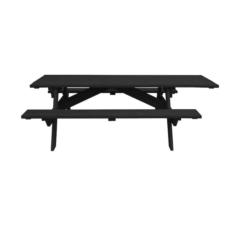 HomeRoots 94" Charcoal Solid Wood Outdoor Picnic Table