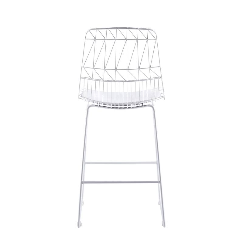 Porthos Home Asa Geometric Metal Counter Stools with PU Leather Seat Pad, Set of 2
