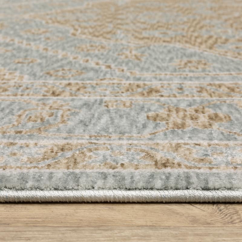 Style Haven Estella Global Center Medallion Brown/Pale Blue Area Rug