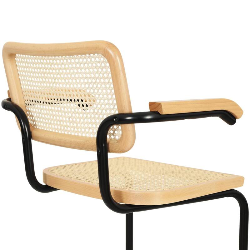 Breuer Chair Company Marcel Breuer Cesca Cane Cantilever Armchair Arm Chair w/ Black Steel Frame (Various Wood & Cane Colors)