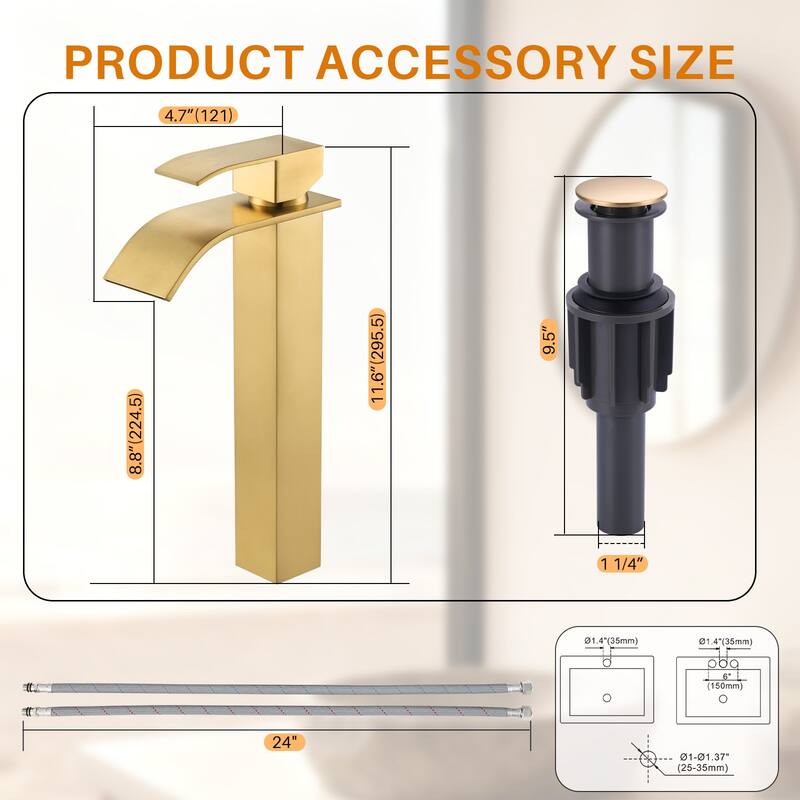 WOWOW Single Handle Single Hole Waterfall Bathroom Vessel Faucet