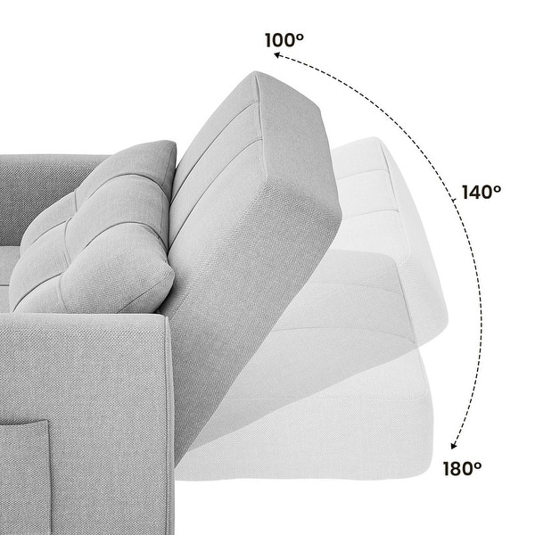 dimension image slide 5 of 10, 3-in-1 Adjustable Sleeper Sofa Bed, Pull Out Chair Sofa, Convertible Folding Bed for Living Room
