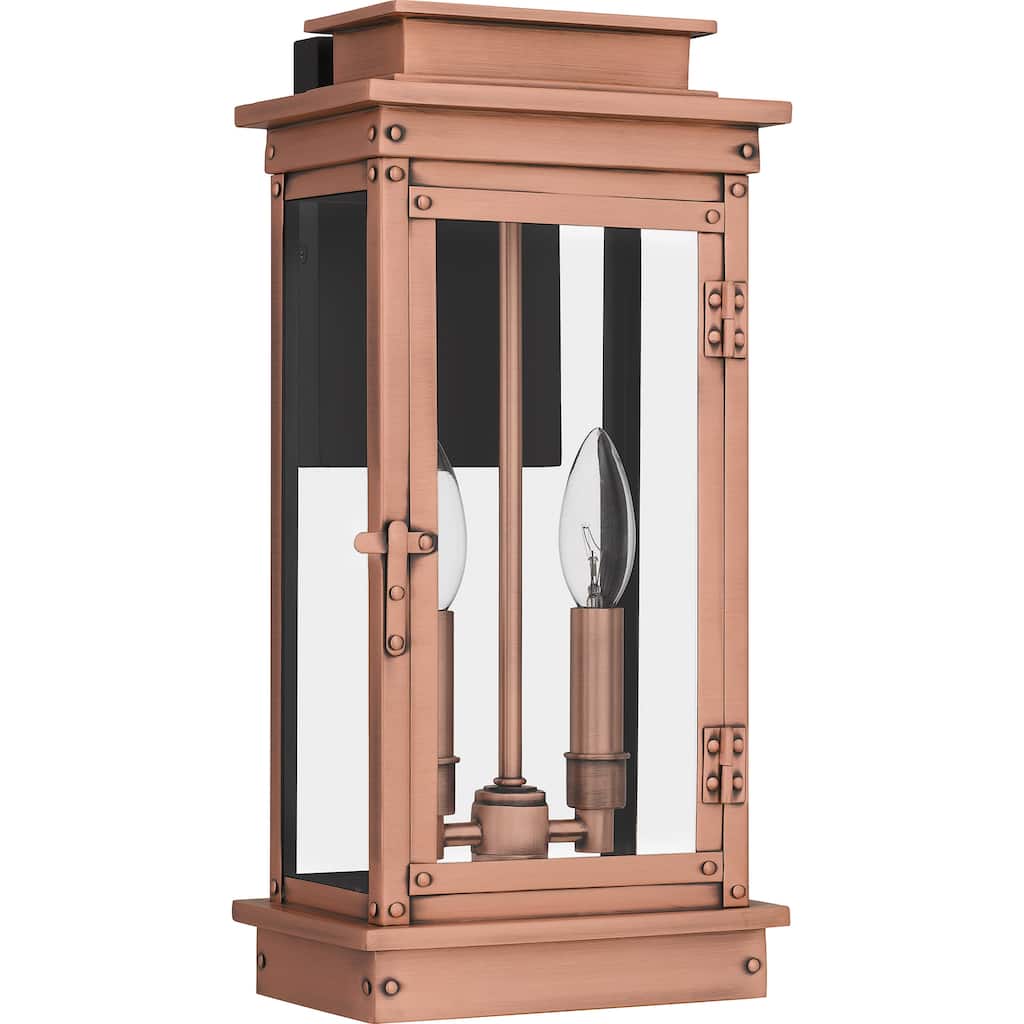 Noelle 2-Light Aged Copper Outdoor Wall Lantern