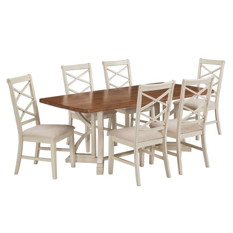 Eleanor Two-tone Wood Finish 78" Dining Set with Double Cross Back Chairs by iNSPIRE Q Classic - Antique Black