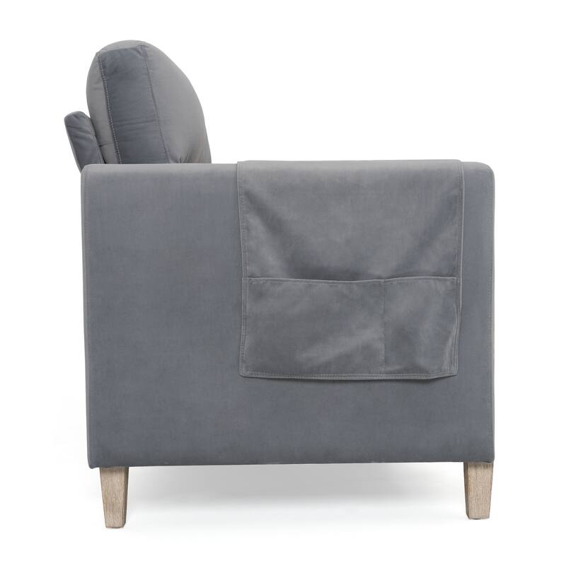 79.5" Velvet Solid Wood 3-Seater Sofa with Pocket Spring Seat, PP Foam Backrest, and Side Storage Pocket