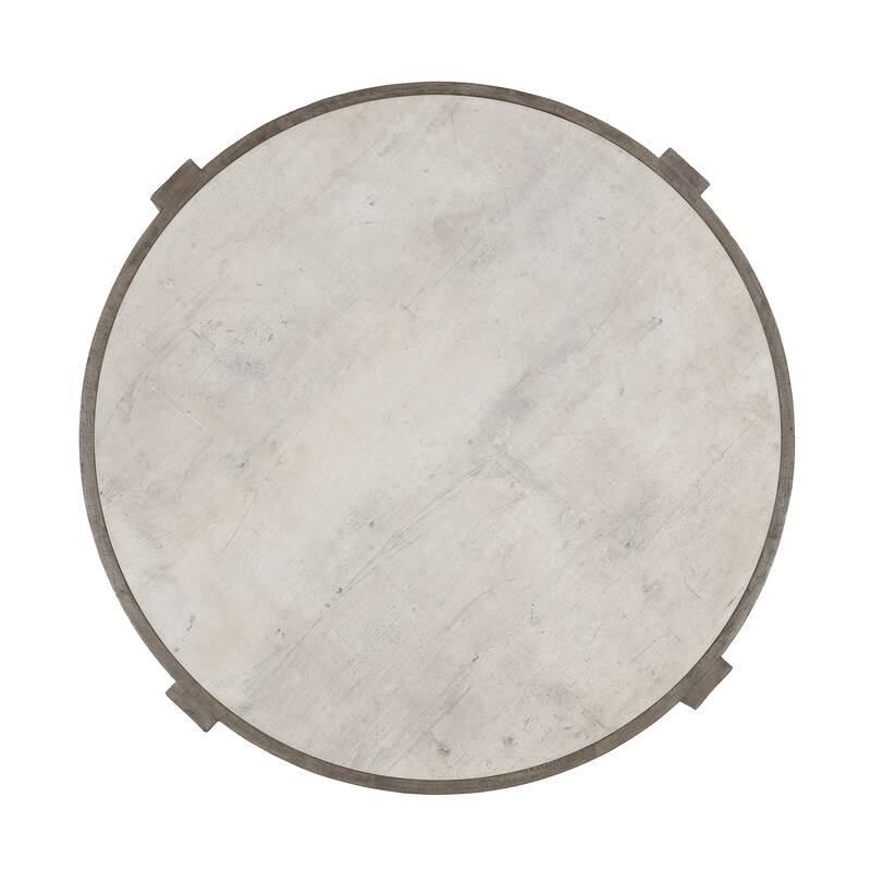 Classic Home Sonoma 52" Round Reclaimed Pine Coffee Table in Distressed Gray