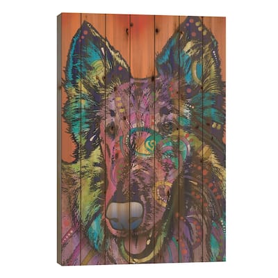 Ava, Collie Print On Wood by Dean Russo - Multi-Color