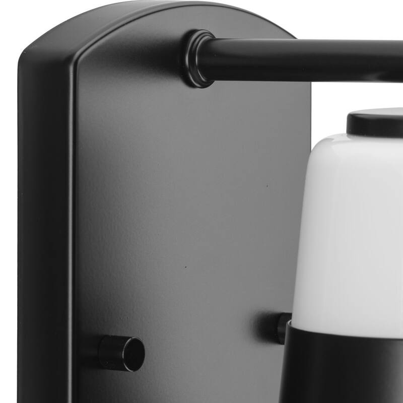 Haven Collection One-Light Matte Black Opal Glass Luxe Industrial Bath Light - 4.75 in x 6.75 in x 7.87 in