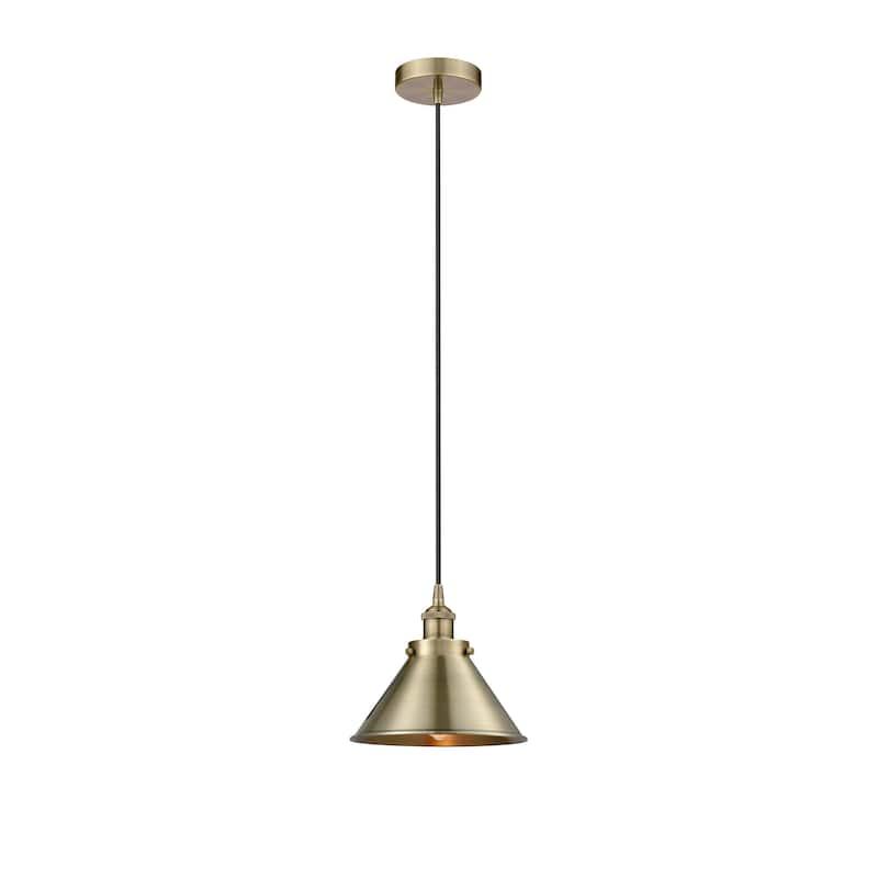 Innovations Lighting Briarcliff - 1 Light 10" Cord Hung Mini Pendant - Antique Brass/Matte Black